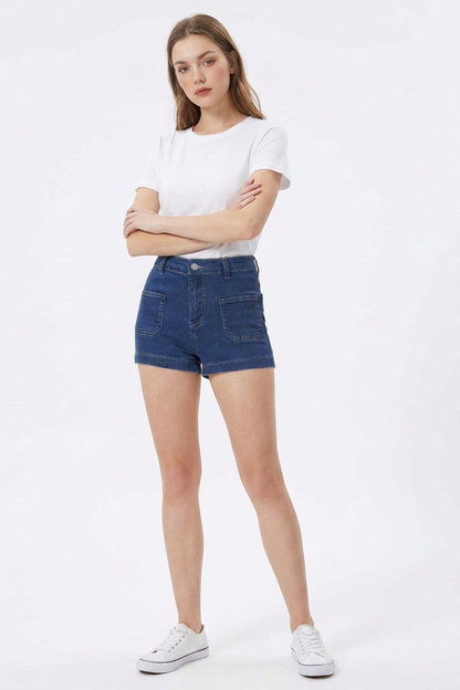 Women's Blue High-Waisted Denim Shorts