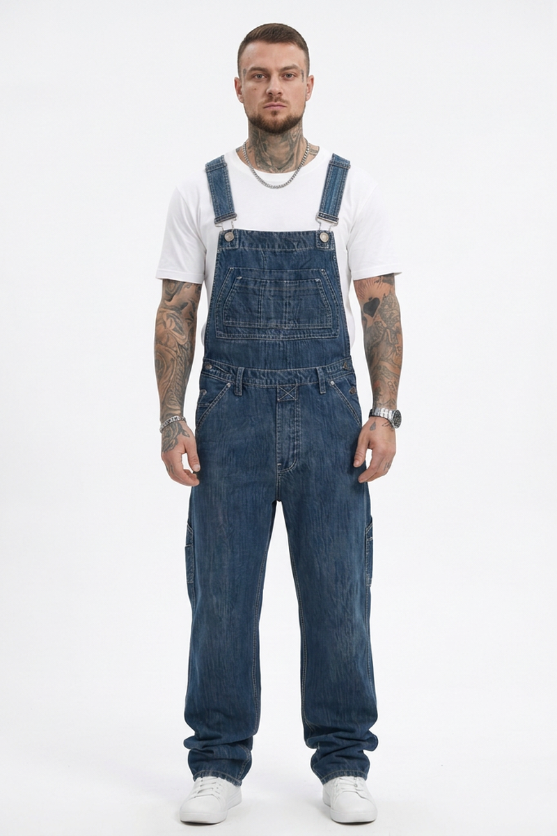 Men's Vintage Wash Denim Overalls