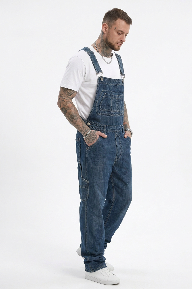 Men's Vintage Wash Denim Overalls
