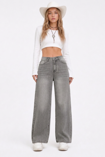 Women's Classic High-Waisted Relaxed Fit Wide-Leg Jeans