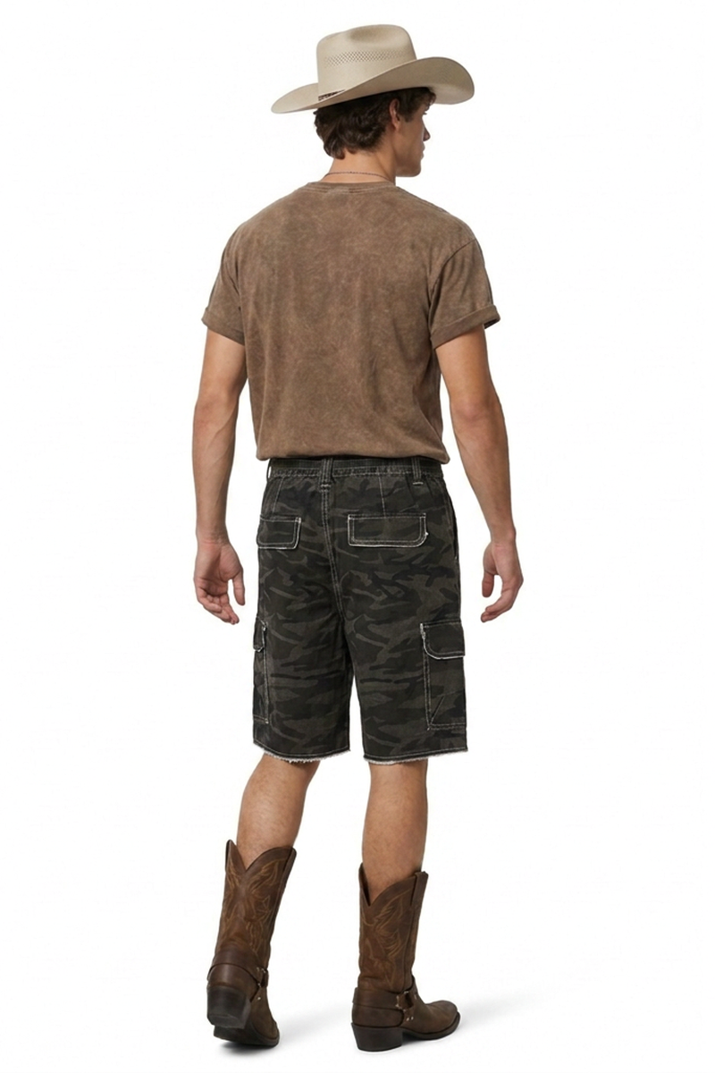 Men's Multi-Color Camo Loose Fit Cargo Denim Shorts