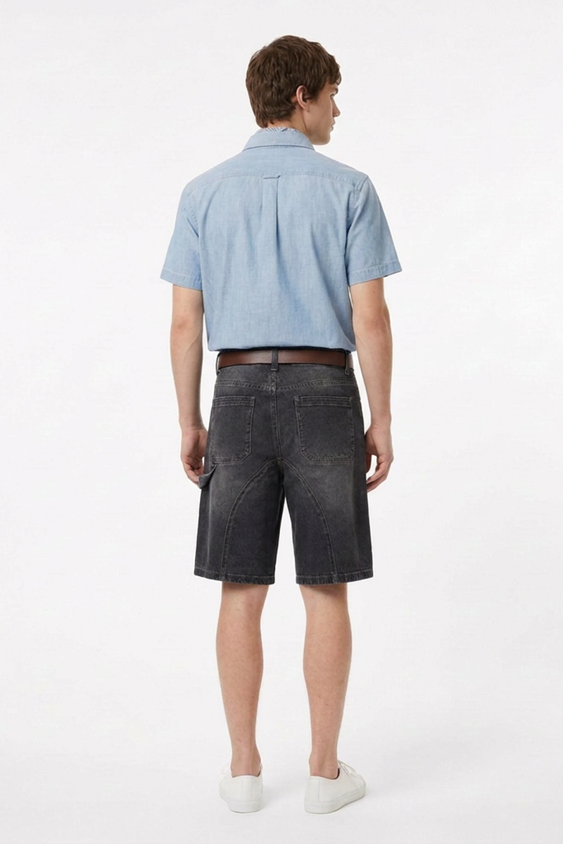Men's Colorful Stud Trim Stretch Denim Shorts