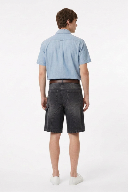 Men's Colorful Stud Trim Stretch Denim Shorts
