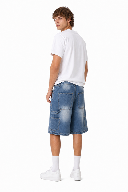 Men's Vintage Wash Ripped Denim Shorts