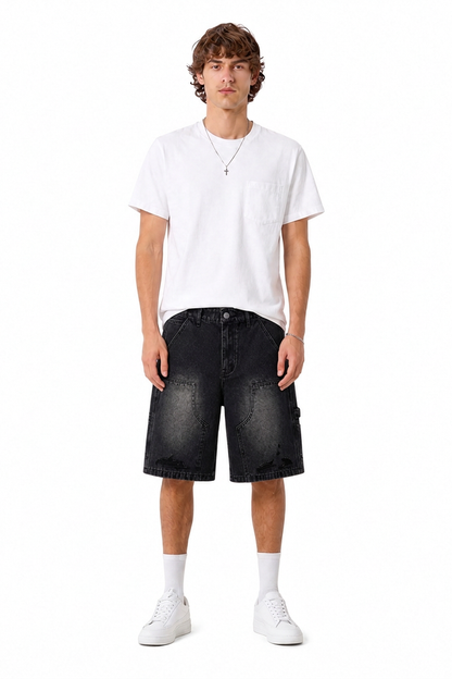 Men's Vintage Wash Ripped Denim Shorts