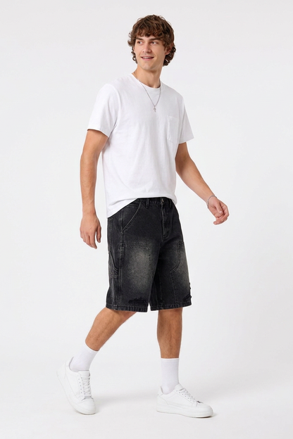 Men's Vintage Wash Ripped Denim Shorts