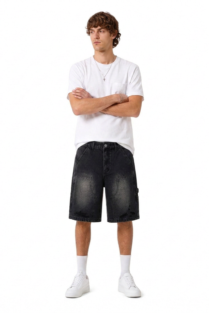 Men's Vintage Wash Ripped Denim Shorts
