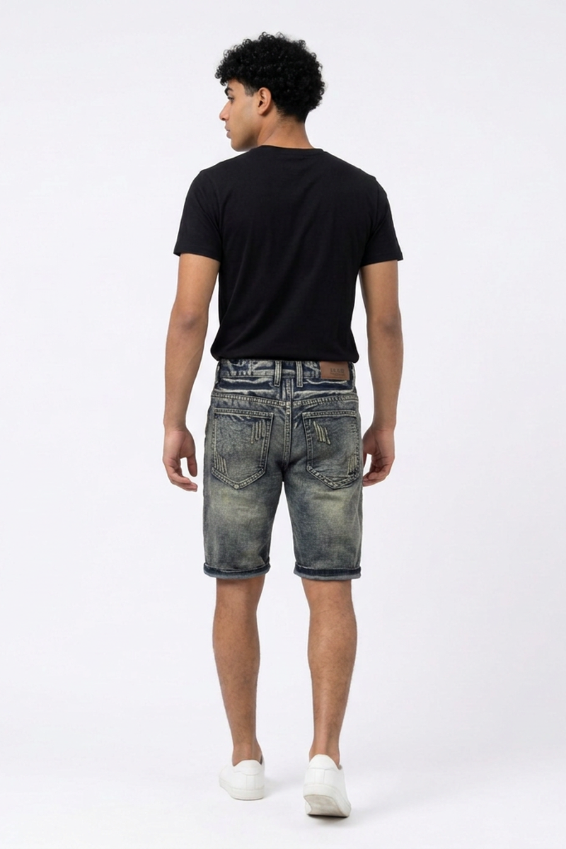 Men's Vintage Patchwork Denim Shorts