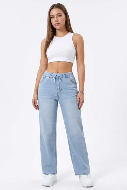 Women's Drawstring Straight-Leg Jeans