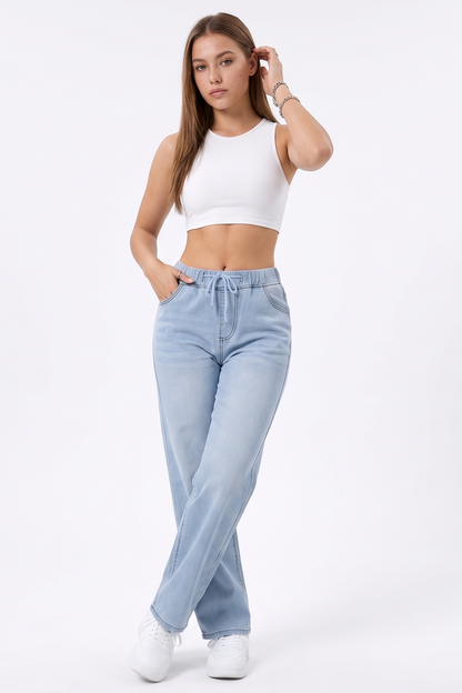 Women's Drawstring Straight-Leg Jeans