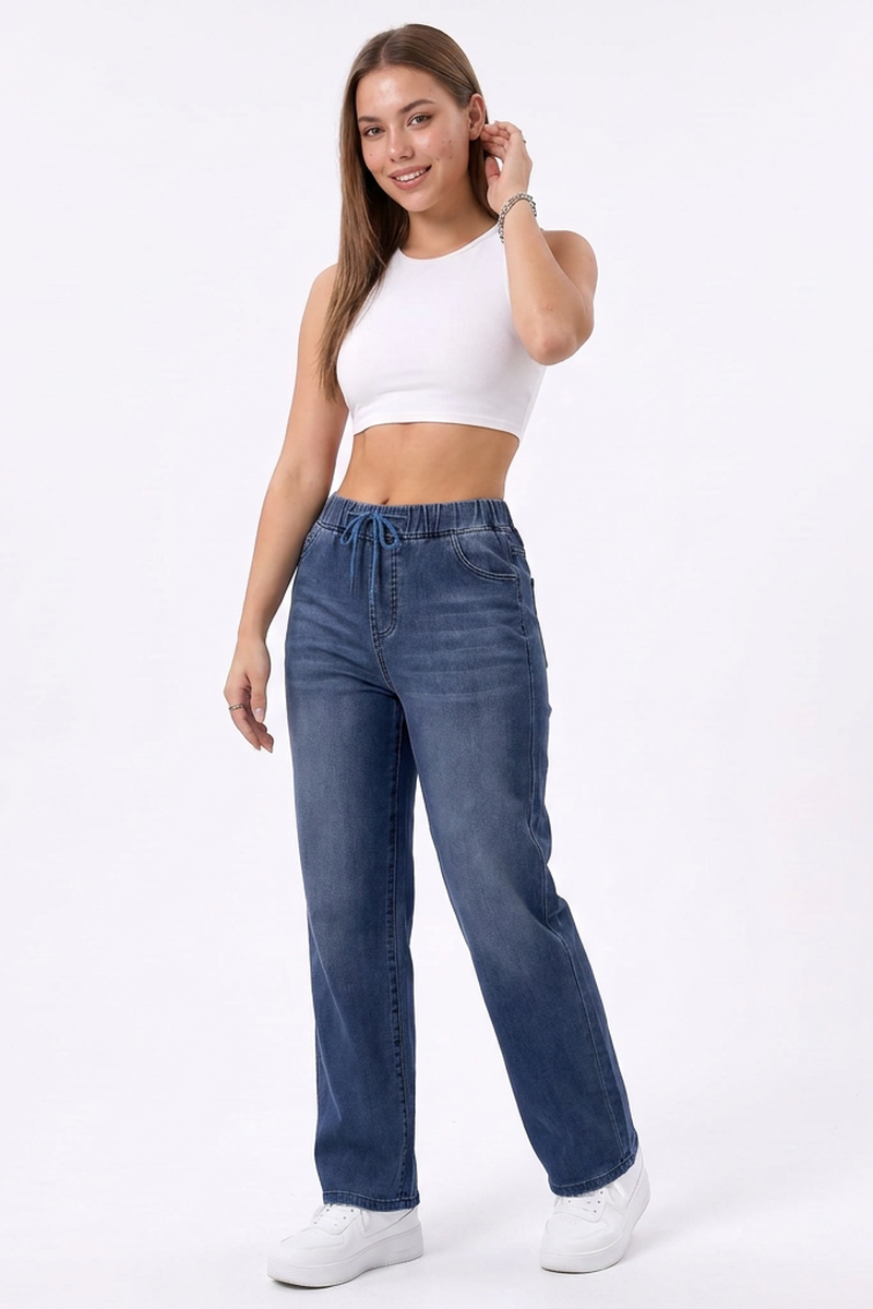 Women's Drawstring Straight-Leg Jeans