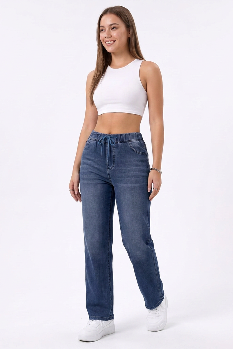 Women's Drawstring Straight-Leg Jeans
