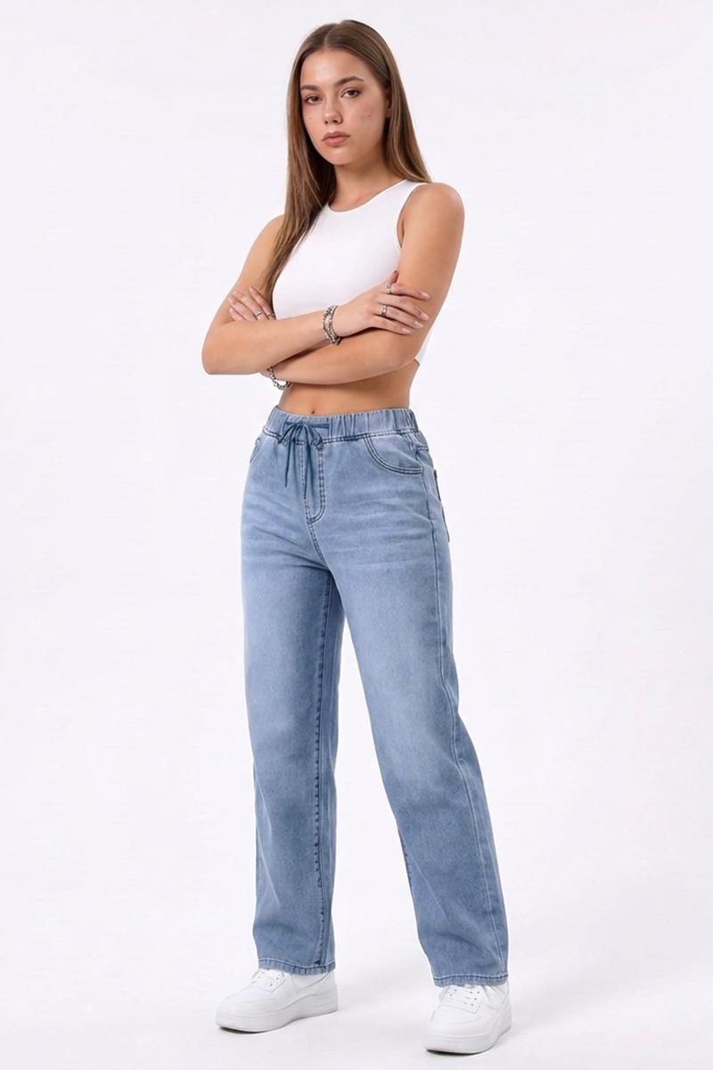 Women's Drawstring Straight-Leg Jeans