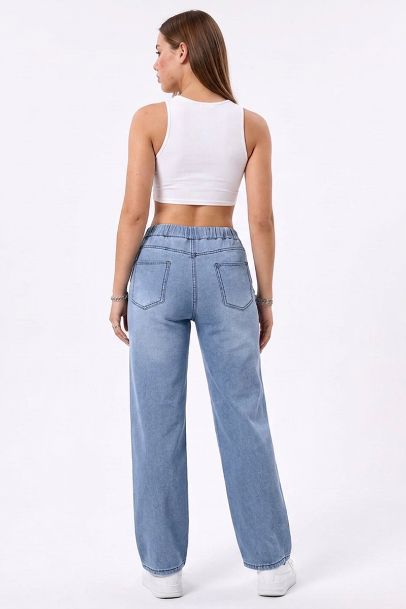Women's Drawstring Straight-Leg Jeans