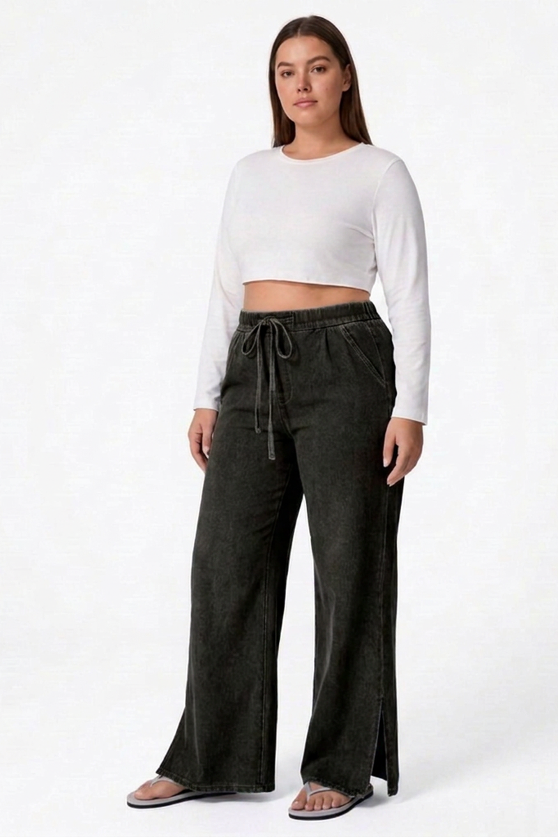 Women's Drawstring Wide-Leg Jeans