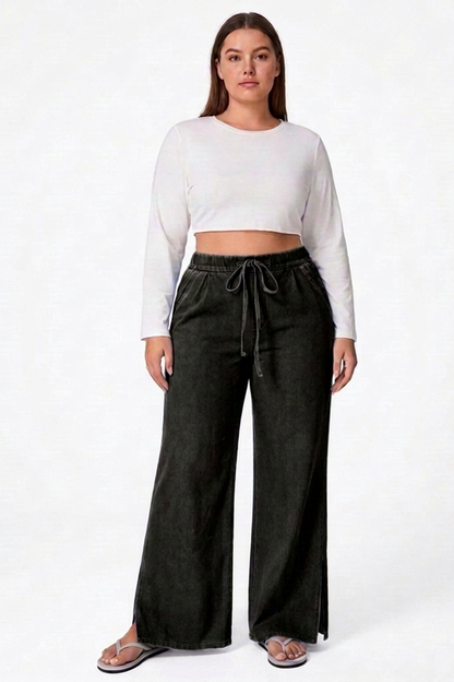 Women's Drawstring Wide-Leg Jeans