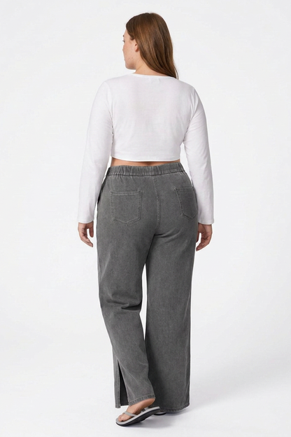Women's Drawstring Wide-Leg Jeans