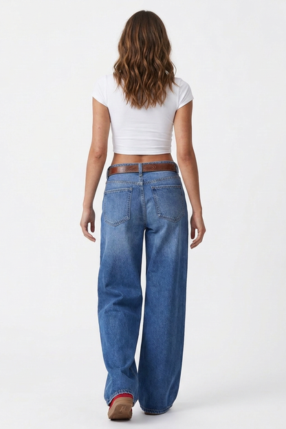 Women's High-Waisted Button Fly Wide-Leg Jeans